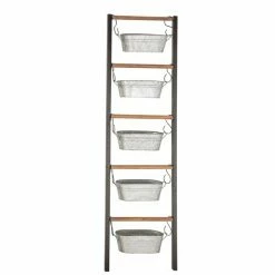 Cheapest ✨ Grayson Lane 6-in W x 75-in H Farmhouse Grey Metal Ladder Planter with Hanging Pots - Set of 1 😉 -GRAYSON LANE Sales 2022 330945102 AlternateImage5 l