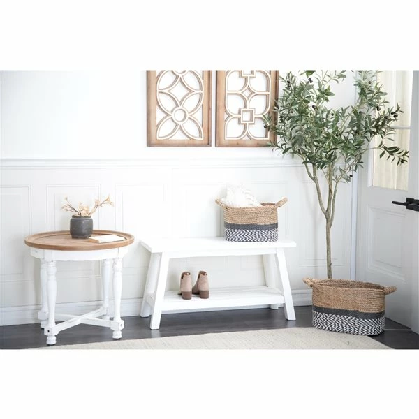 Budget 👏 Grayson Lane 19-in x 36-in Farmhouse White Accent Bench ✔️ 2 Budget 👏 Grayson Lane 19-in x 36-in Farmhouse White Accent Bench ✔️ - Image 2