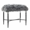 Cheap ⌛ Grayson Lane Modern Grey Faux Fur and Frame Rectangle Ottoman ⌛
