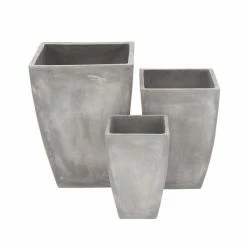 Wholesale 👍 Grayson Lane 18-in W x 24-in H Contemporary Concrete Grey Clay Square Planters - Set of 3 🤩