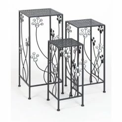 Cheap 🎉 Grayson Lane 24-in x 28-in Black Metal Traditional Plant Stand - Set of 3 🔥