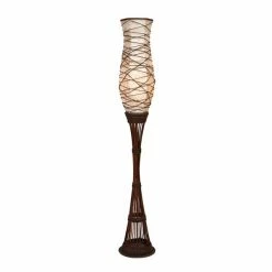 Best Sale 👏 Grayson Lane 10-in x 59-in Mocha-Brown Traditional Floor Lamp with Bamboo Base 🔥
