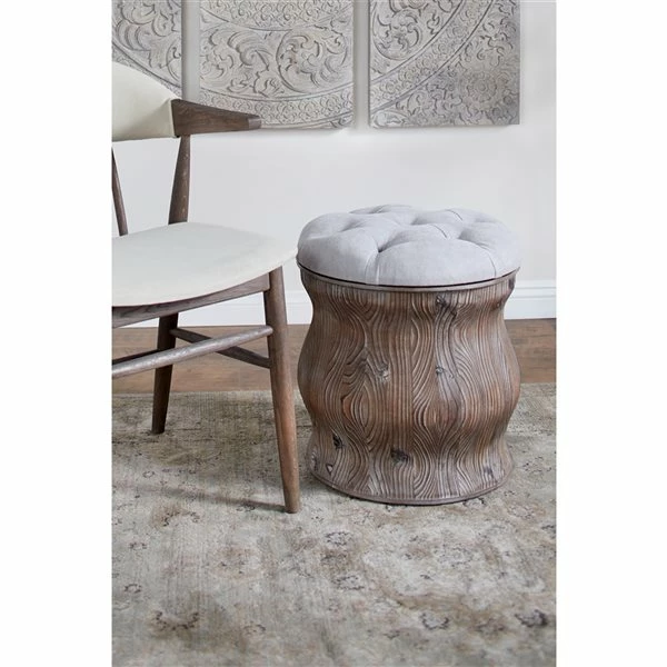 Best Pirce π₯ Grayson Lane Rustic Light Grey Tufted Round Integrated Storage Ottoman with Textured Base β 2 Best Pirce π₯ Grayson Lane Rustic Light Grey Tufted Round Integrated Storage Ottoman with Textured Base β - Image 2