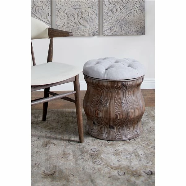 Best Pirce π₯ Grayson Lane Rustic Light Grey Tufted Round Integrated Storage Ottoman with Textured Base β 3 Best Pirce π₯ Grayson Lane Rustic Light Grey Tufted Round Integrated Storage Ottoman with Textured Base β - Image 3