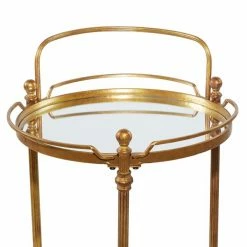Flash Sale ⌛ Grayson Lane Gold Metal Base with Mirror Top Kitchen Cart (31-in x 19-in) 👍 -GRAYSON LANE Sales 2022 330945123 AlternateImage4 l