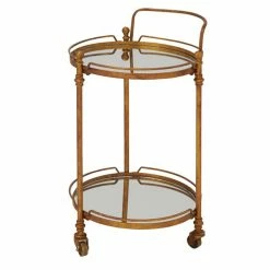 Flash Sale ⌛ Grayson Lane Gold Metal Base with Mirror Top Kitchen Cart (31-in x 19-in) 👍 -GRAYSON LANE Sales 2022 330945123 AlternateImage5 l