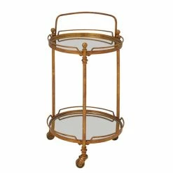 Flash Sale ⌛ Grayson Lane Gold Metal Base with Mirror Top Kitchen Cart (31-in x 19-in) 👍