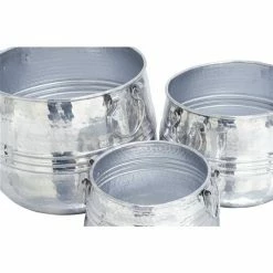 Wholesale ✨ Grayson Lane 18-in W x 13-in H Glam Silver Metal Round Planters - Set of 3 ❤️ -GRAYSON LANE Sales 2022 330945131 AlternateImage3 l