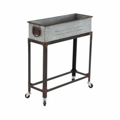 Promo 👍 Grayson Lane 19-in W x 29-in H Farmhouse Grey Metal Rectangle Planters on Wheels - Set of 2 🌟 -GRAYSON LANE Sales 2022 330945132 AlternateImage5 l