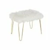 Cheapest 🧨 Grayson Lane Modern White Faux Fur and Gold Frame Rectangle Ottoman ⌛