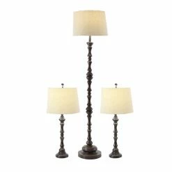 Cheapest 😍 Grayson Lane Standard Lamp Set with Off-White Shade - Set of 3 🧨