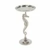 Buy 🔔 Grayson Lane 29-in x 16-in Silver Aluminum Coastal Round End Table with Seahorse Sculpture 🔔