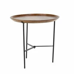Brand new 😍 Grayson Lane 19-in x 10-in Brown Mango Wood Traditional Round End Table with Iron Base 🌟 -GRAYSON LANE Sales 2022 330945170 AlternateImage2 l