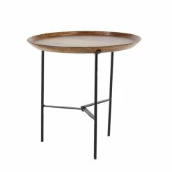 Brand new 😍 Grayson Lane 19-in x 10-in Brown Mango Wood Traditional Round End Table with Iron Base 🌟 -GRAYSON LANE Sales 2022 330945170 AlternateImage3 l