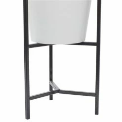 Best deal 😉 Grayson Lane 15-in W x 27-in H Modern White Metal Round Planters with Black Stands - Set of 3 🎁 -GRAYSON LANE Sales 2022 330945173 AlternateImage3 l