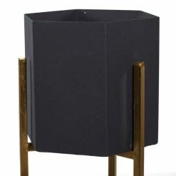 Promo 🎉 Grayson Lane 11-in W x 25-in H Contemporary Gold/Black Metal Round Planters - Set of 2 😀 -GRAYSON LANE Sales 2022 330945183 AlternateImage3 l