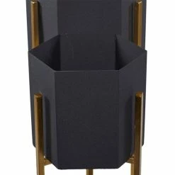 Promo 🎉 Grayson Lane 11-in W x 25-in H Contemporary Gold/Black Metal Round Planters - Set of 2 😀 -GRAYSON LANE Sales 2022 330945183 AlternateImage4 l