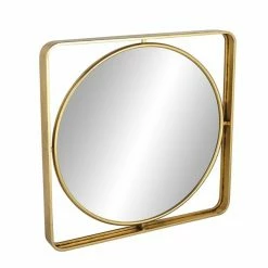 Best Sale 😉 Grayson Lane 34.13-in x 34.13-in Round Gold Wall Mirror 👍 -GRAYSON LANE Sales 2022 330945185 AlternateImage5 l