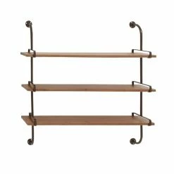 Flash Sale 🎁 Grayson Lane 38-in x 38-in Brown Wood Industrial 3-Tier Shelf 👍