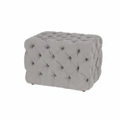 Discount 🎁 Grayson Lane Vintage Light Grey Tufted Rectangle Ottoman 🤩
