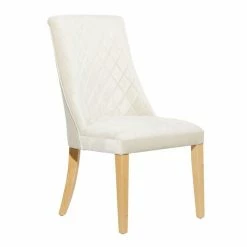 Discount ✔️ Grayson Lane Contemporary Polyester Diamond Pattern Upholstered 23.4-in W White/Light Brown Wood Dining Chair ✔️