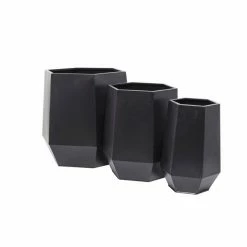 Cheapest 🎁 Grayson Lane 15.75-in W x 19.63-in H Modern Black Geometric Metal Round Planters - Set of 3 🥰 -GRAYSON LANE Sales 2022 330945229 AlternateImage5 l