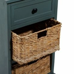 Best deal 💯 Grayson Lane 28-in x 16-in Blue Wood Traditional End Table with Storage Baskets 👍 -GRAYSON LANE Sales 2022 330945234 AlternateImage4 l