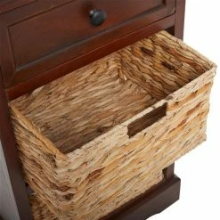 Hot Sale 🛒 Grayson Lane 28-in x 16-in Brown Wood Traditional End Table with Storage Baskets 🤩 -GRAYSON LANE Sales 2022 330945239 AlternateImage4 l