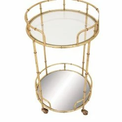 Outlet 🌟 Grayson Lane Gold Metal Base with Glass Top Kitchen Cart (31-in x 18-in) 💯 -GRAYSON LANE Sales 2022 330945247 AlternateImage3 l