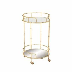 Outlet 🌟 Grayson Lane Gold Metal Base with Glass Top Kitchen Cart (31-in x 18-in) 💯 -GRAYSON LANE Sales 2022 330945247 AlternateImage5 l