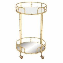 Outlet 🌟 Grayson Lane Gold Metal Base with Glass Top Kitchen Cart (31-in x 18-in) 💯