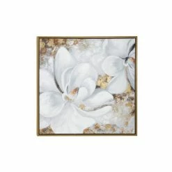 Coupon ๐ Grayson Lane Gold Wood Framed 40-in H x 40-in W Floral Resin Painting ๐
