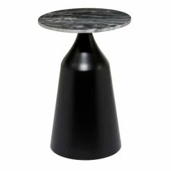 Best Sale 🎁 Grayson Lane 24-in x 17-in Black Marble Contemporary Round End Table 🛒