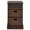 Budget 🎉 Grayson Lane 28-in x 16-in Maroon Wood Traditional End Table with Storage Baskets 🛒