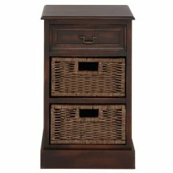 Budget 🎉 Grayson Lane 28-in x 16-in Maroon Wood Traditional End Table with Storage Baskets 🛒