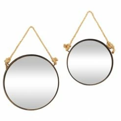 Buy 🎉 Grayson Lane 35.5-in x 24.10-in Round Brown Wall Mirror 🎁