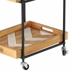 Top 10 🔔 Grayson Lane Black Metal Base with Wood Top Kitchen Cart (32-in x 18-in) 🌟 -GRAYSON LANE Sales 2022 330945267 AlternateImage3 l
