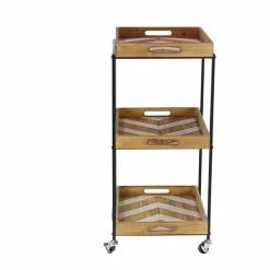 Top 10 🔔 Grayson Lane Black Metal Base with Wood Top Kitchen Cart (32-in x 18-in) 🌟 -GRAYSON LANE Sales 2022 330945267 AlternateImage5 l