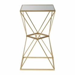 Buy ⌛ Grayson Lane 28-in x 16-in Gold Metal Glam Square End Table with Mirror Table Top 🧨 -GRAYSON LANE Sales 2022 330945288 AlternateImage5 l