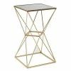 Buy ⌛ Grayson Lane 28-in x 16-in Gold Metal Glam Square End Table with Mirror Table Top 🧨