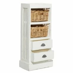 Hot Sale ❤️ Grayson Lane 36-in x 17-in White Wood 2-Drawer End Table with Rattan Baskets ✔️ -GRAYSON LANE Sales 2022 330945291 AlternateImage3 l