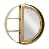 Wholesale ⭐ Grayson Lane 28-in x 27-in Gold Iron Round Wall-Mounted Shelf with Mirror 🎁