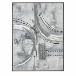 Best Sale 🔥 Grayson Lane Silver Metal Framed 30-in H x 40-in W Abstract Wood Painting 🎁