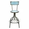 Discount ✔️ Grayson Lane Grey and Blue Adjustable Height Swivel Bar Stool 👏