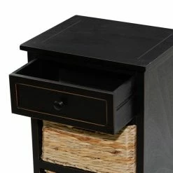 Outlet 🤩 Grayson Lane 28-in x 16-in Black Wood Traditional End Table with Storage Baskets 💯 -GRAYSON LANE Sales 2022 330945313 AlternateImage3 l