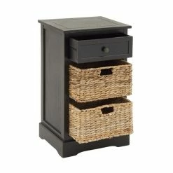 Outlet 🤩 Grayson Lane 28-in x 16-in Black Wood Traditional End Table with Storage Baskets 💯 -GRAYSON LANE Sales 2022 330945313 AlternateImage5 l