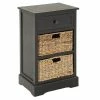 Outlet 🤩 Grayson Lane 28-in x 16-in Black Wood Traditional End Table with Storage Baskets 💯
