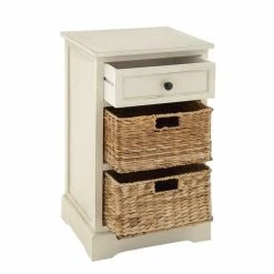 Brand new ✨ Grayson Lane 28-in x 16-in White Wood Traditional End Table with Storage Baskets 🔥 -GRAYSON LANE Sales 2022 330945314 AlternateImage6 l