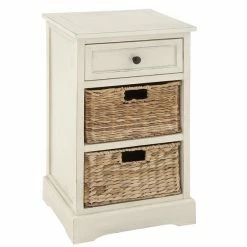 Brand new β¨ Grayson LaneΒ 28-in xΒ 16-in White Wood Traditional End Table with Storage Baskets π₯