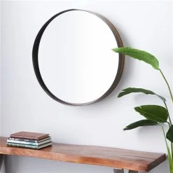 Deals 🔔 Grayson Lane 31.5-in x 31.5-in Modern Round Black Wall Mirror 🛒 -GRAYSON LANE Sales 2022 330945315 AlternateImage1 l
